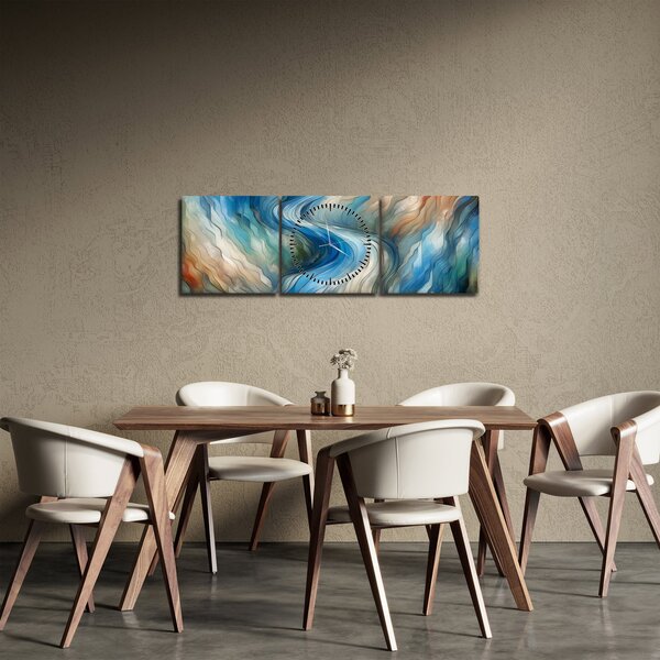 Obraz - Abstraktní proud (s hodinami) (90x30 cm)