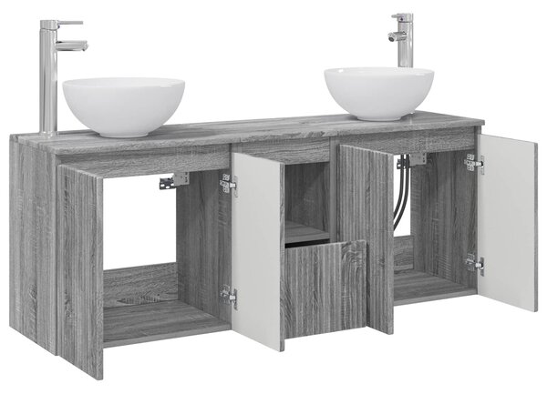 Sada koupelnových skříněk 3 ks Šedý Sonoma 129 x 35 x 80 cm 3405623