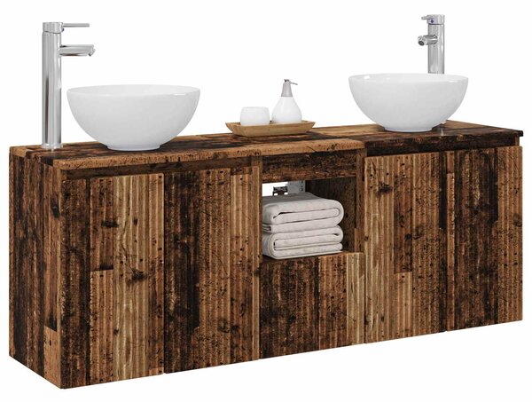 Sada koupelnových skříněk 3 ks Staré dřevo 129 x 35 x 80 cm 3405625
