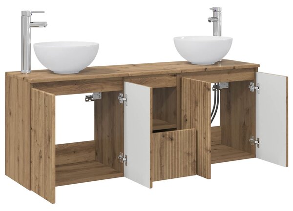 Sada koupelnových skříněk 3 ks Dub artisan 129 x 41 x 80 cm 3405636