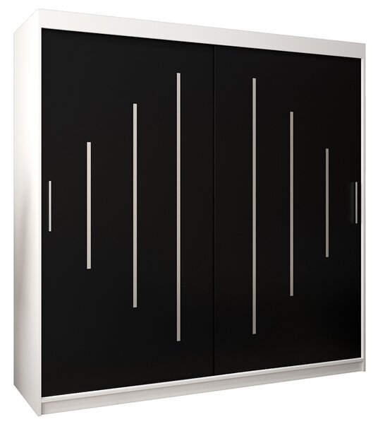 Šatní skříň s posuvnými dveřmi YORK - 200x200cm -Bílá-Černá-