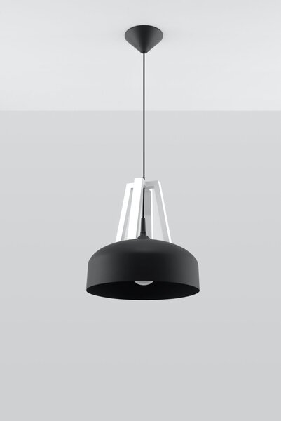 Sollux Lighting Casco závěsné svítidlo 1x60 W černá-dřevo SL.0389