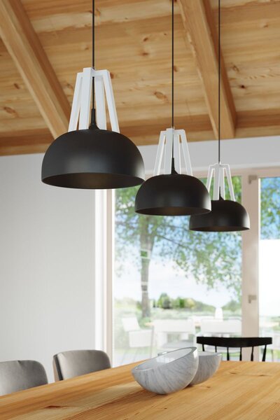 Sollux Lighting Casco závěsné svítidlo 1x60 W černá-dřevo SL.0389