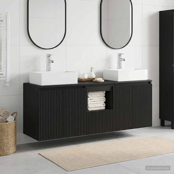 Sada koupelnových skříněk 3 ks Černá 129 x 41 x 79.5 cm 3405648