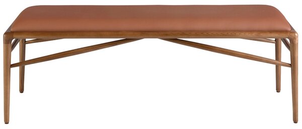 Koňakově hnědá koženková lavice Angel Cerdá No. 5112, 130 cm