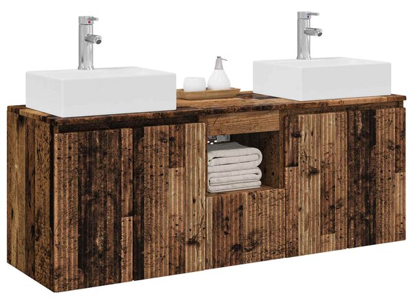 Sada koupelnových skříněk 3 ks Staré dřevo 129 x 41 x 79.5 cm 3405655