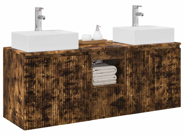Sada koupelnových skříněk 3 ks Kouřový dub 129 x 41 x 79.5 cm 3405652