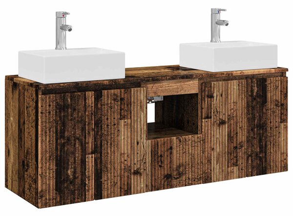 Sada koupelnových skříněk 3 ks Staré dřevo 129 x 41 x 79.5 cm 3405655