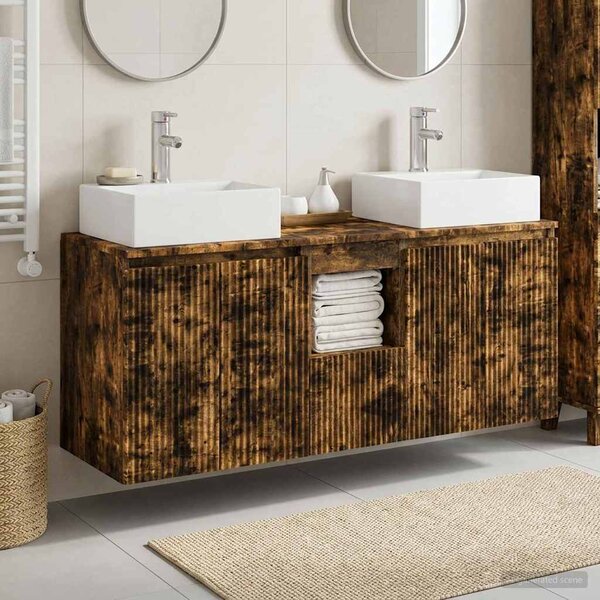 Sada koupelnových skříněk 3 ks Kouřový dub 129 x 41 x 79.5 cm 3405652