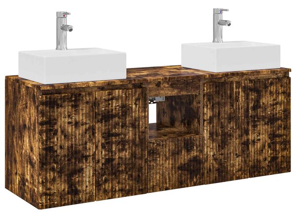 Sada koupelnových skříněk 3 ks Kouřový dub 129 x 41 x 79.5 cm 3405652