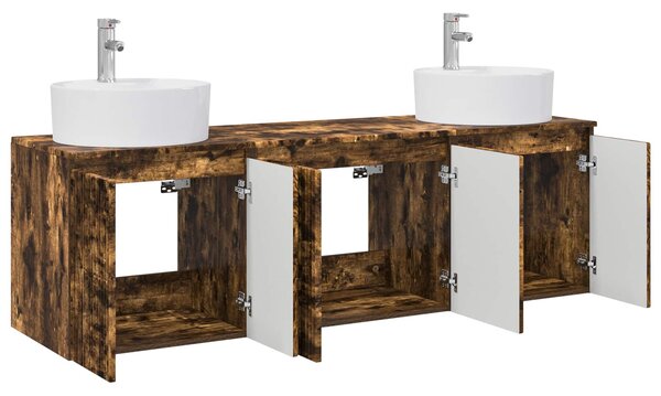 Sada koupelnových skříněk 3 ks Kouřový dub 161.5 x 44.5 x 82 cm 3405672