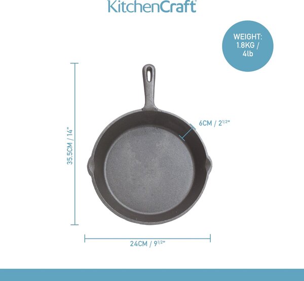 Pánev 24 cm KitchenCraft litinová kulatá KCCIRDPLN
