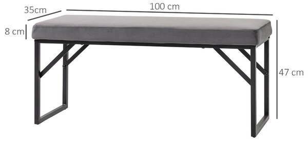 HOMCOM Čalouněná lavice s efektem sametu, lavice na postel se železnými nohami, botníková lavice do ložnice, obývacího pokoje, chodby 100 x 35 x 47 cm