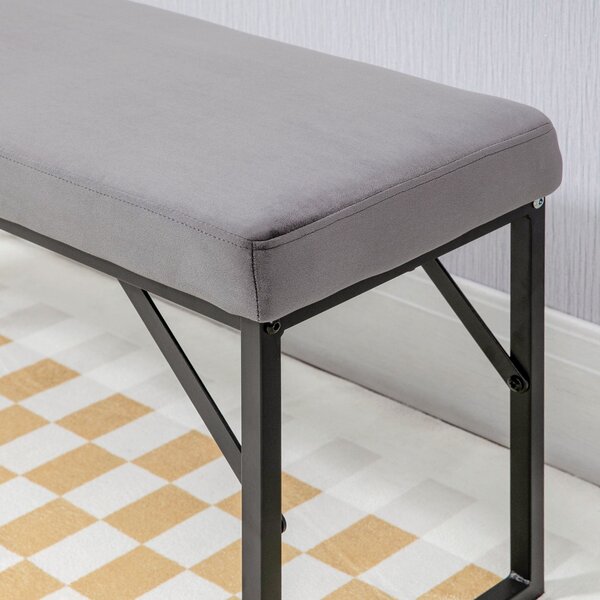 HOMCOM Čalouněná lavice s efektem sametu, lavice na postel se železnými nohami, botníková lavice do ložnice, obývacího pokoje, chodby 100 x 35 x 47 cm