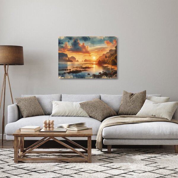 Skleněný obraz - Pohled z pláže (70x50 cm)