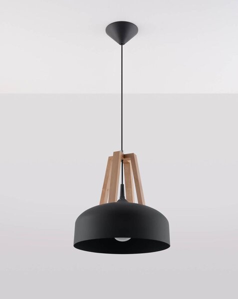 Sollux Lighting Casco závěsné svítidlo 1x60 W černá-dřevo SL.0390