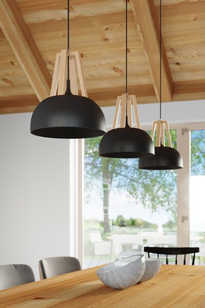 Sollux Lighting Casco závěsné svítidlo 1x60 W černá-dřevo SL.0390