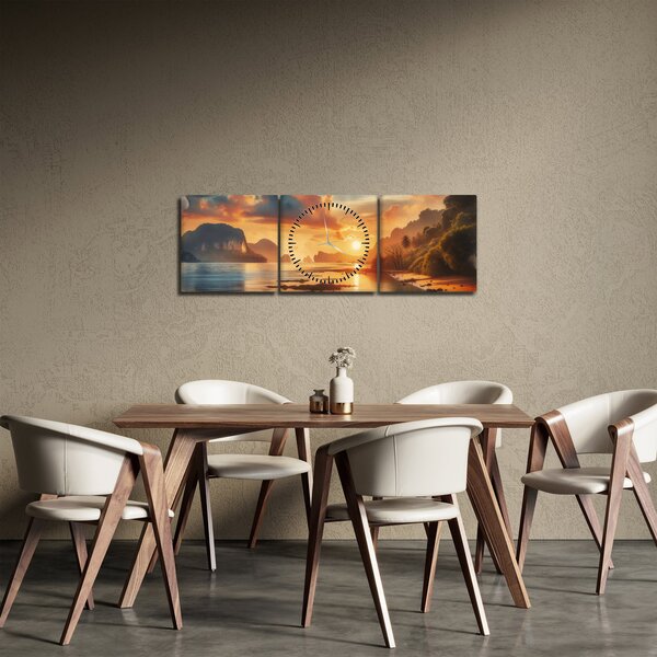 Obraz - Pohled z pláže (s hodinami) (90x30 cm)