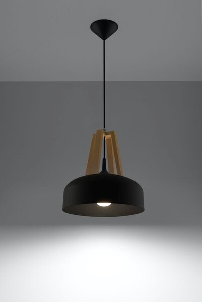 Sollux Lighting Casco závěsné svítidlo 1x60 W černá-dřevo SL.0390