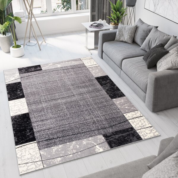 Chemex Moderní koberec Tap - obdélníky 3 - bílý/šedý Rozměr koberce: 70x250 cm