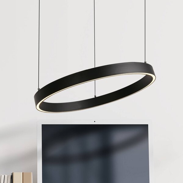 Searchlight LED závěsné světlo Layla, černá, Ø 44 cm s nastavitelnou výškou, stmívatelný, Černá, Obývací pokoj / jídelna, kov, Moderní