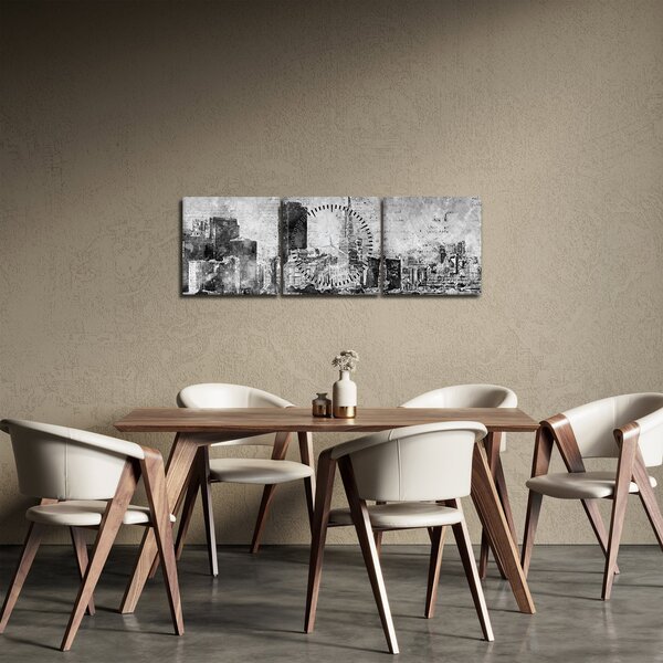 Obraz - Coffee art city (s hodinami) (90x30 cm)