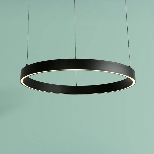 Searchlight Závěsné světlo Layla, černá, Ø 64 cm s nastavitelnou výškou, stmívatelný, Černá, Obývací pokoj / jídelna, kov, Moderní