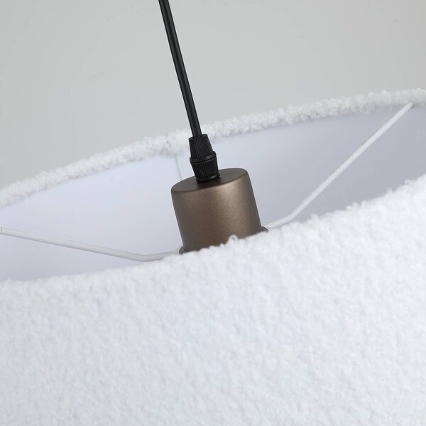 Searchlight Závěsné světlo Chelsea, hnědé/bílé, Ø 35 cm, látka, stmívatelný, Bílá / opál, Obývací pokoj / jídelna, Textil / tkanina / hedvábí, Moderní
