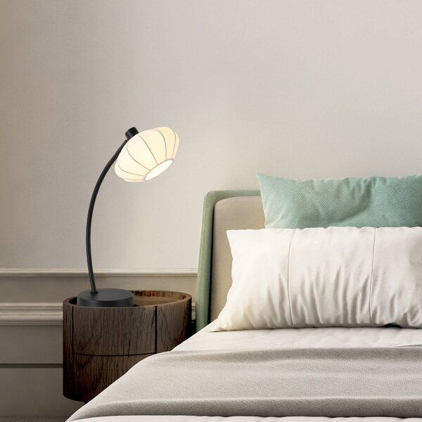 Searchlight Stolní lampa Radiant, černá/bílá, výška 48 cm, kov/látka, Černá, Obývací pokoj / jídelna, kov