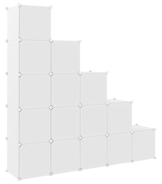 Dětská modulární skříň s 15 úložnými boxy bílá PP 340575