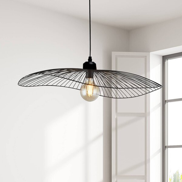 Searchlight Závěsné světlo Wave, černé, Ø 71 cm, kov, stmívatelný, Černá, Obývací pokoj / jídelna, kov