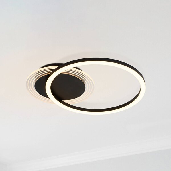 Searchlight LED stropní svítidlo Contour, matná černá, délka 40 cm, železo/akryl, stmívatelný, Černá, Obývací pokoj / jídelna, kov, Moderní