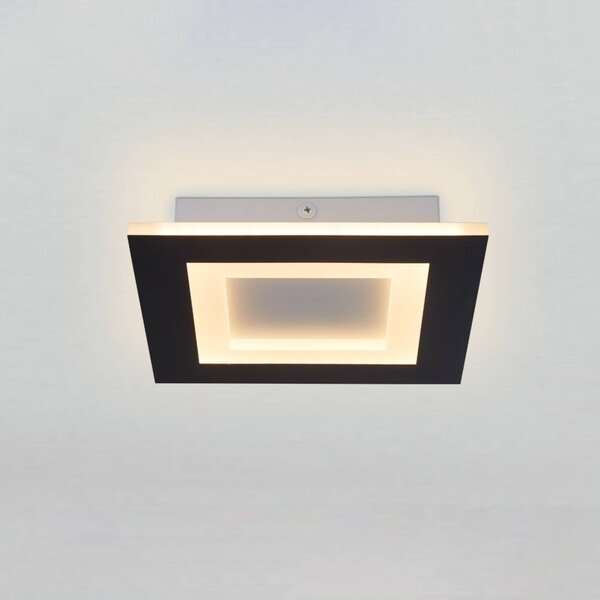 Searchlight LED stropní svítidlo Squary, délka 25 cm, černé/bílé železo,, stmívatelný, Černá, Obývací pokoj / jídelna, kov, Moderní