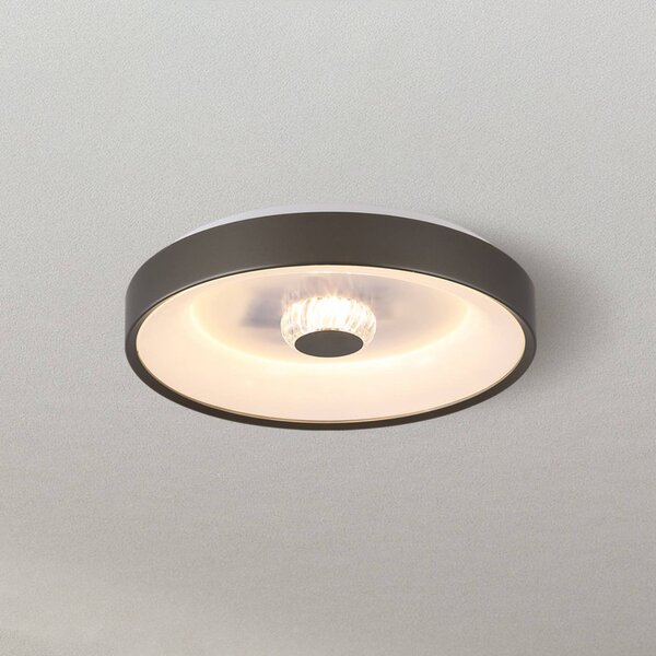 Searchlight LED stropní svítidlo Polka, latte/bílá, Ø 38 cm, železo/akryl, stmívatelný, Hnědá / rez, Obývací pokoj / jídelna, kov, Moderní