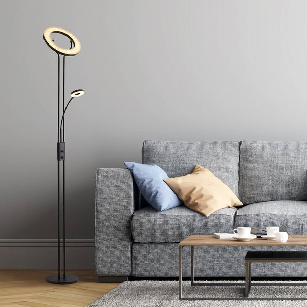 Searchlight LED stojací lampa Mother & Child, černá, na čtení, stmívatelná, stmívatelný, Černá, Obývací pokoj / jídelna, kov, Moderní