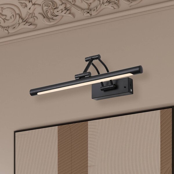 Searchlight LED nástěnné světlo na akumulátor Herron, matná černá, šířka 43 cm,, stmívatelný, Černá, Obývací pokoj / jídelna, kov, Moderní, Nástěnné bodové svítidlo