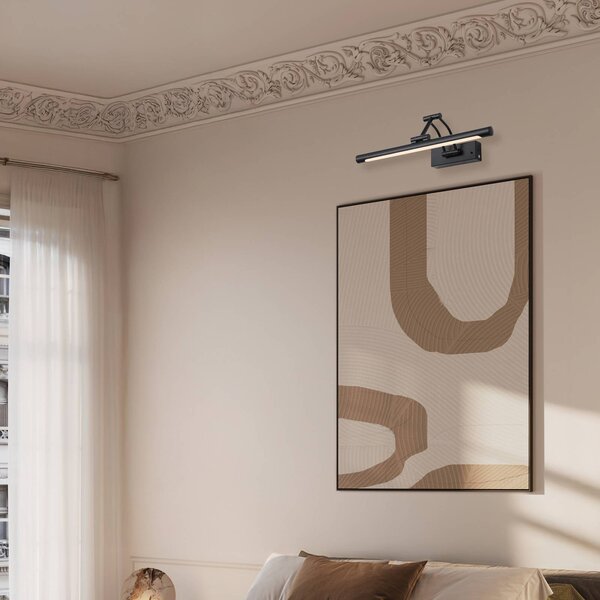 Searchlight LED nástěnné světlo na akumulátor Herron, matná černá, šířka 43 cm,, stmívatelný, Černá, Obývací pokoj / jídelna, kov, Moderní, Nástěnné bodové svítidlo