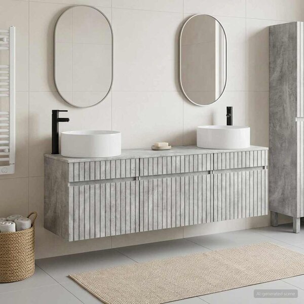 Sada koupelnových skříněk 3 ks Betonově šedá 3405780