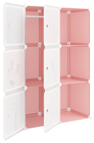 Dětská modulární skříň s 6 úložnými boxy růžová PP 340578