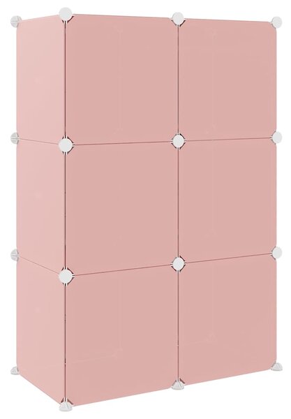 Dětská modulární skříň s 6 úložnými boxy růžová PP 340578