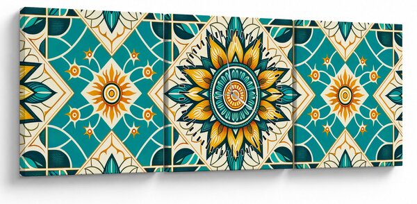 Obraz - Tyrkysový vzor (s hodinami) (90x30 cm)