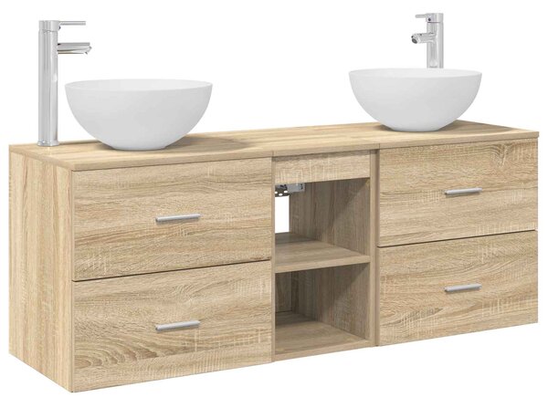 Sada koupelnových skříněk 3 ks Dub sonoma 129 x 35 x 80 cm 3405789