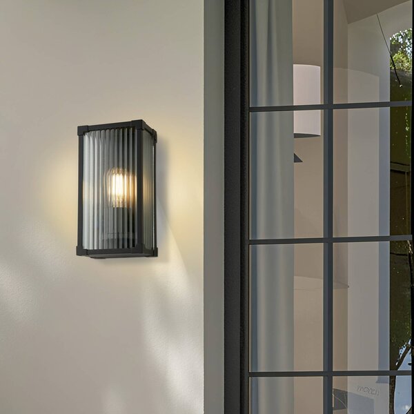 Searchlight Venkovní nástěnné svítidlo Cincinnati, černá, šířka 16 cm, kov, Černá, Hliník, Moderní