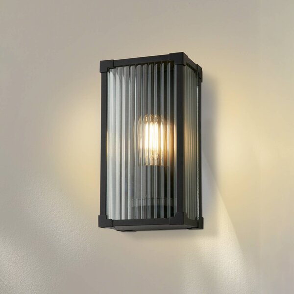 Searchlight Venkovní nástěnné svítidlo Cincinnati, černá, šířka 16 cm, kov, Černá, Hliník, Moderní