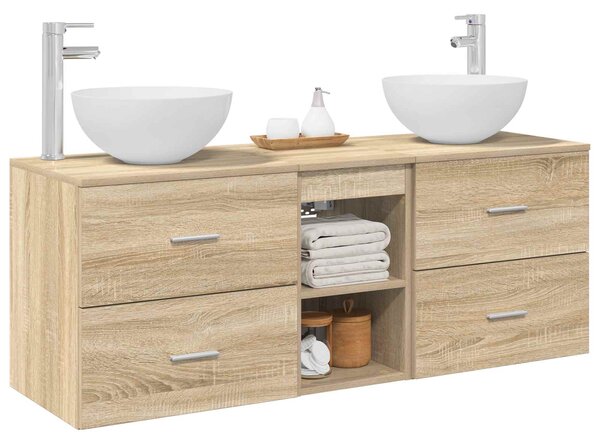 Sada koupelnových skříněk 3 ks Dub sonoma 129 x 35 x 80 cm 3405789