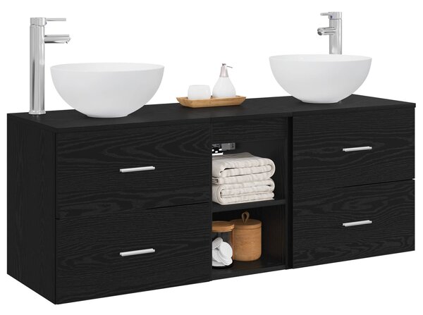 Sada koupelnových skříněk 3 ks Černý dub 129 x 35 x 80 cm 3405788
