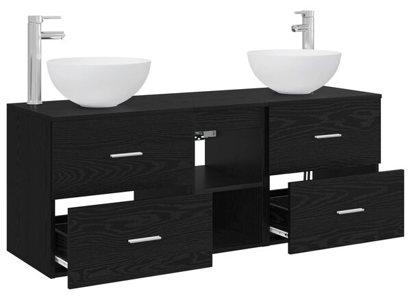 Sada koupelnových skříněk 3 ks Černý dub 129 x 35 x 80 cm 3405788