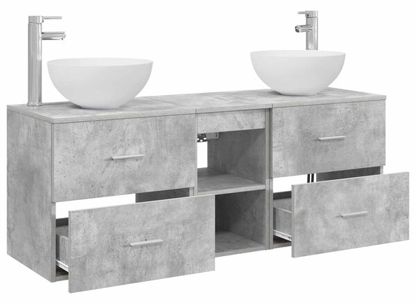 Sada koupelnových skříněk 3 ks Betonově šedá 129 x 35 x 80 cm 3405790