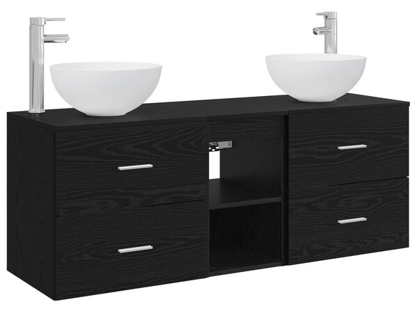 Sada koupelnových skříněk 3 ks Černý dub 129 x 35 x 80 cm 3405788
