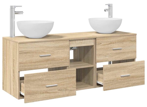 Sada koupelnových skříněk 3 ks Dub sonoma 129 x 35 x 80 cm 3405789